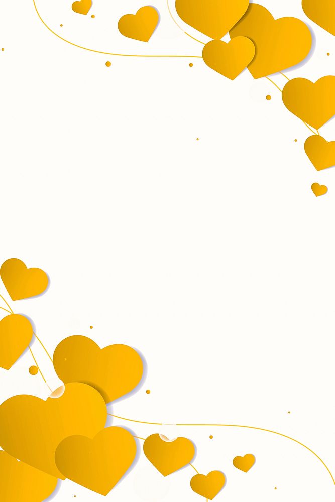 Yellow heart border background vector