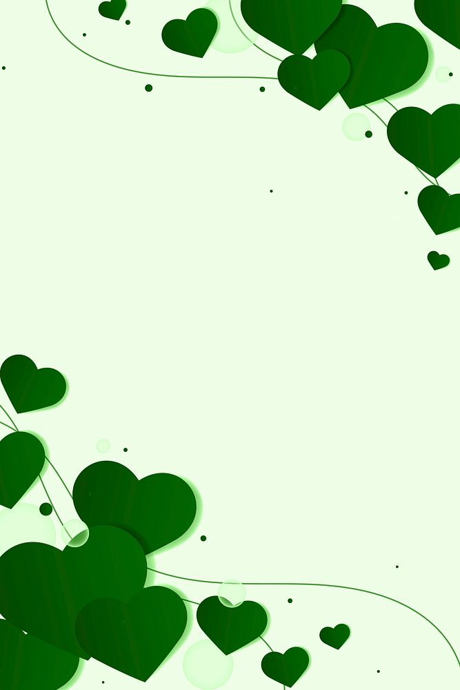 Abstract frame with green hearts design space