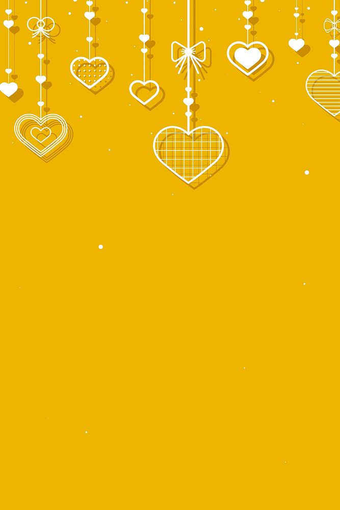 Dangling yellow hearts side border copy space