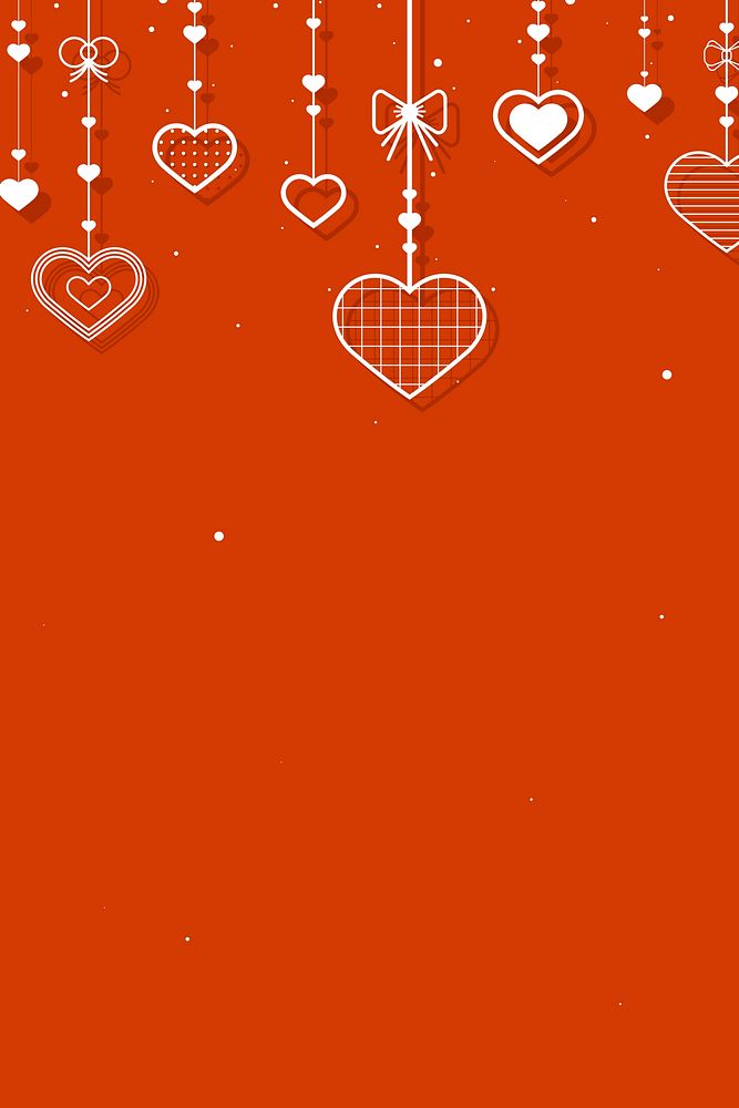 Vector hanging hearts orange festive background