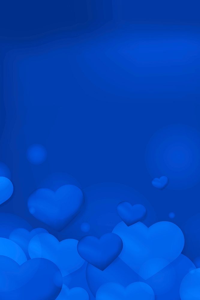 Abstract blue background with hearts design space