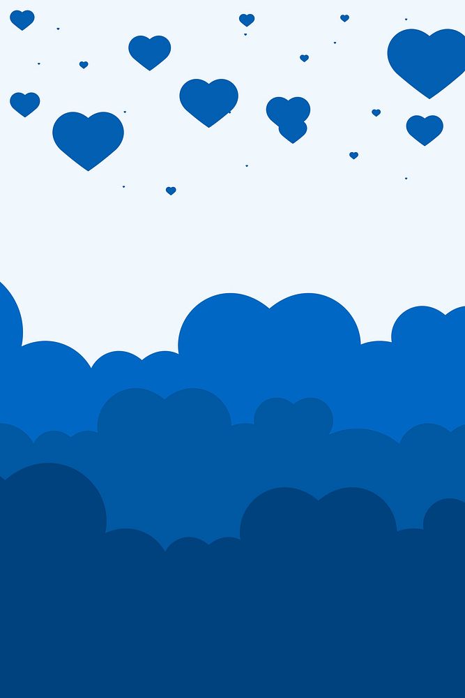 Vector heart blue background cloud pattern