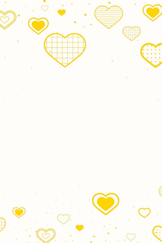 Vector lovely yellow border decorated with hearts