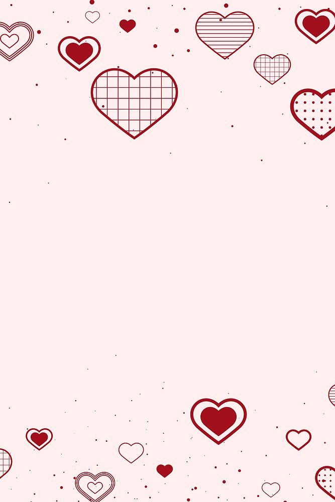 Vector lovely red border decorated with hearts