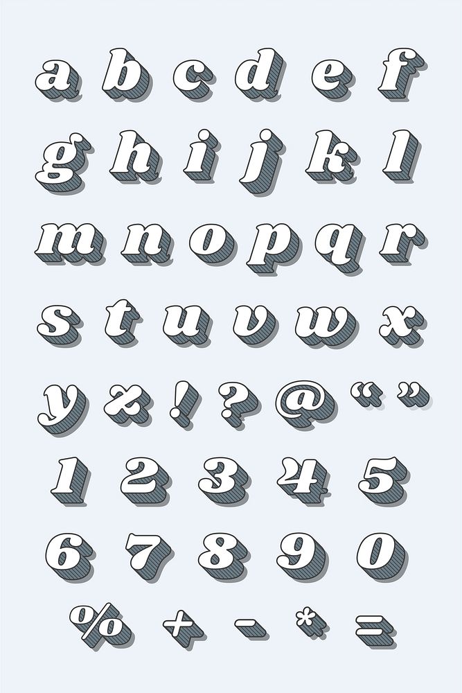 Retro alphabet number set vector bold typography