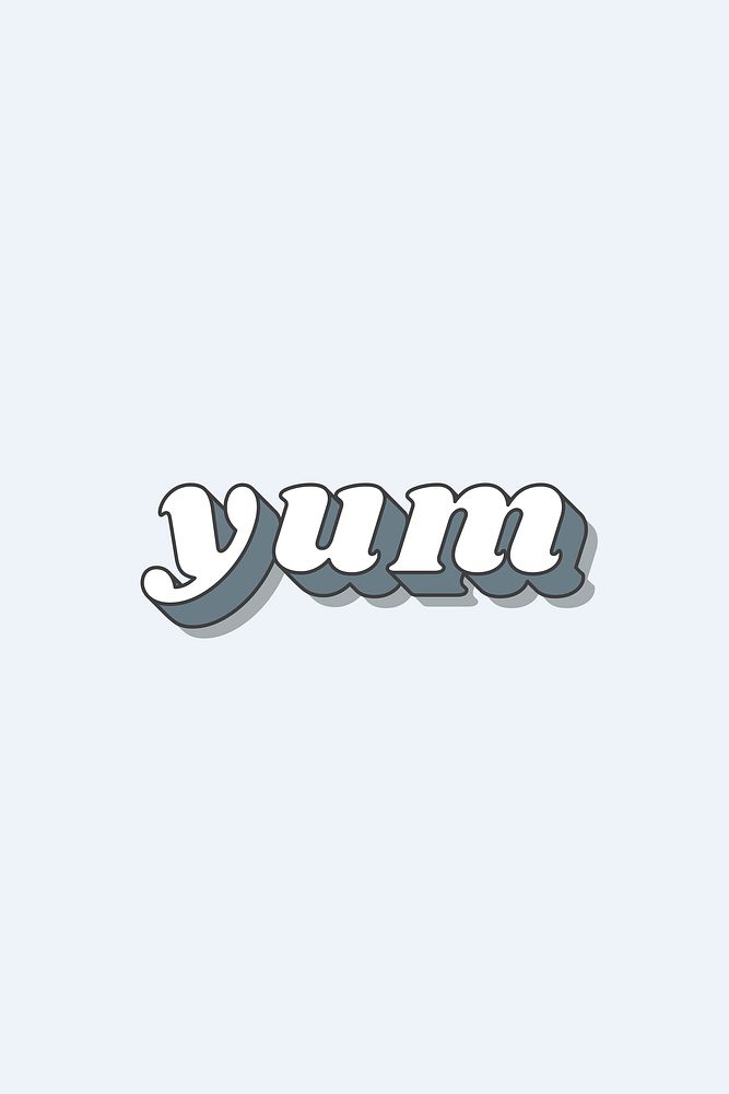 Yum word bold typography vector