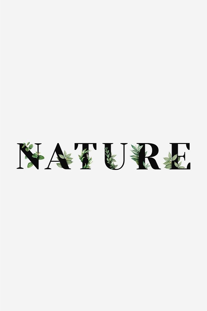 Botanical NATURE word black typography