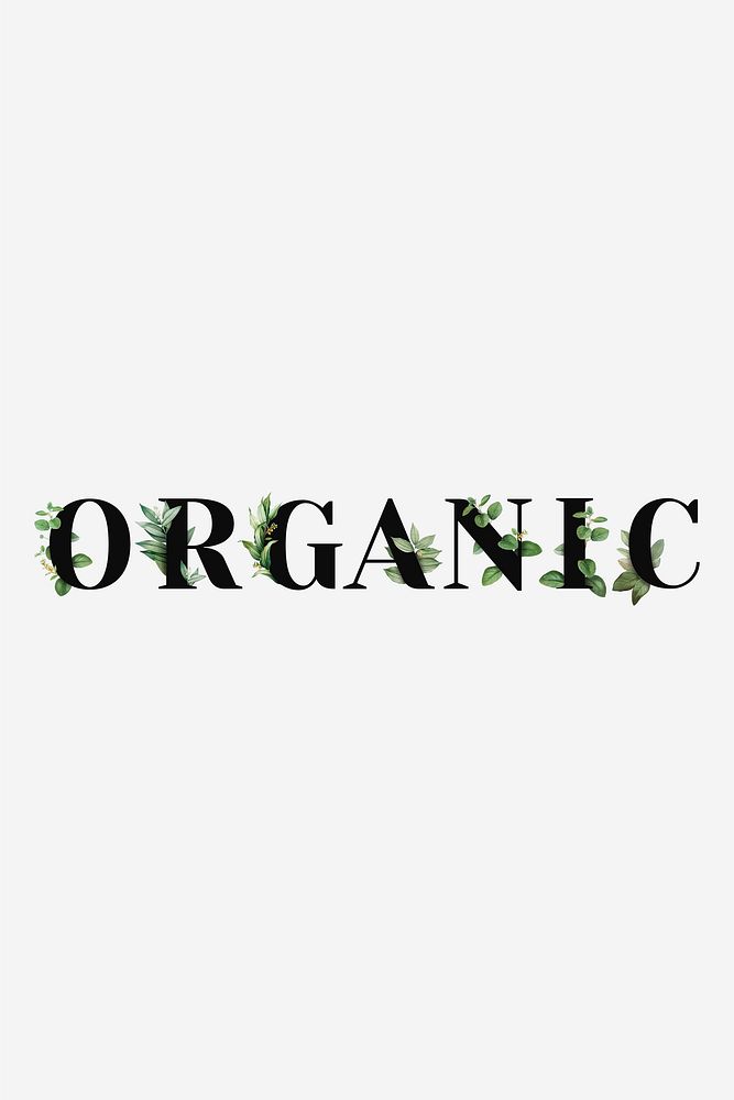 Botanical ORGANIC word black typography