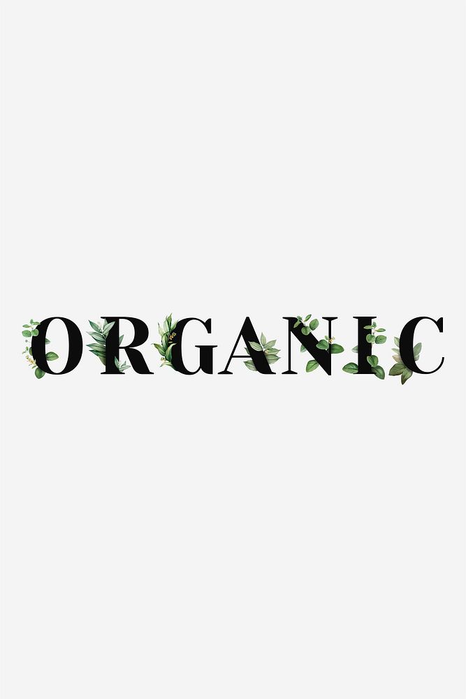 Botanical ORGANIC psd word black typography