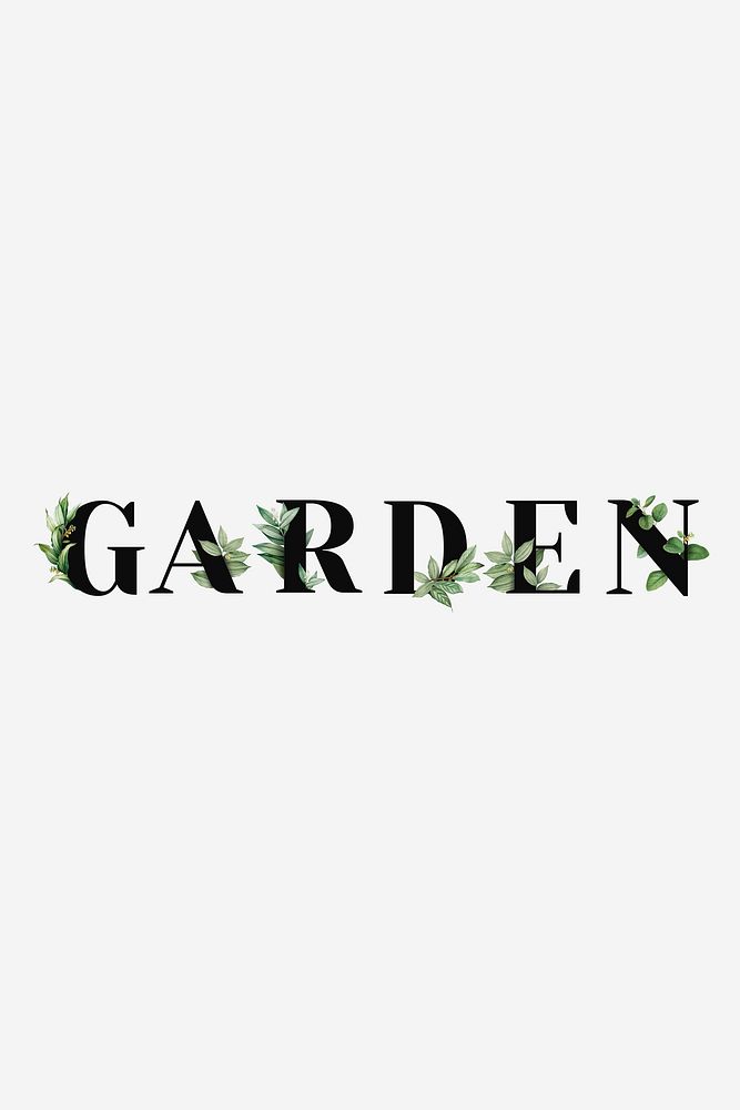 Botanical GARDEN vector word black typography