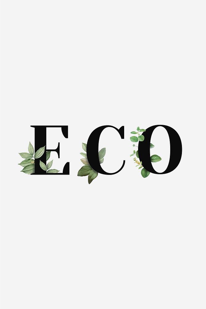 Botanical ECO word black typography