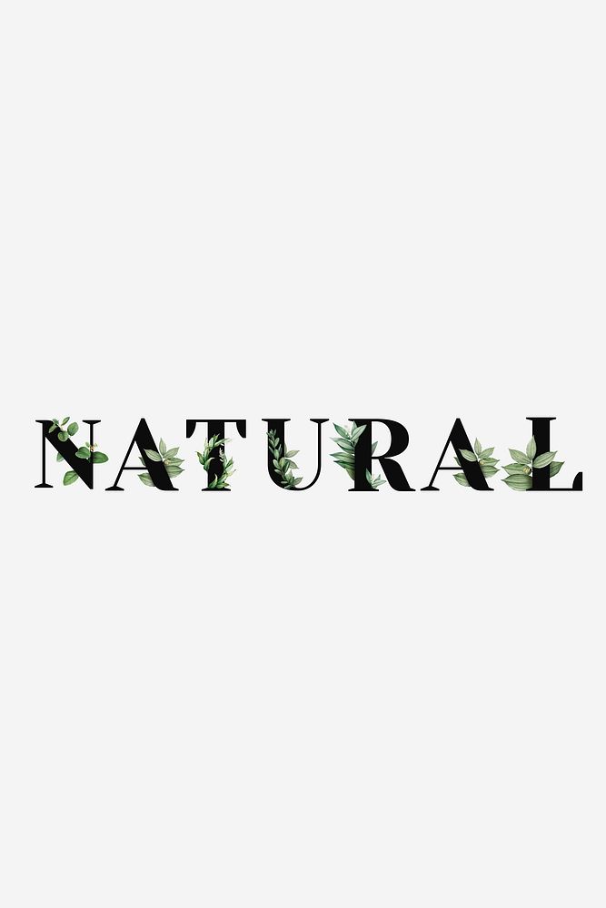 Botanical NATURAL vector word black typography