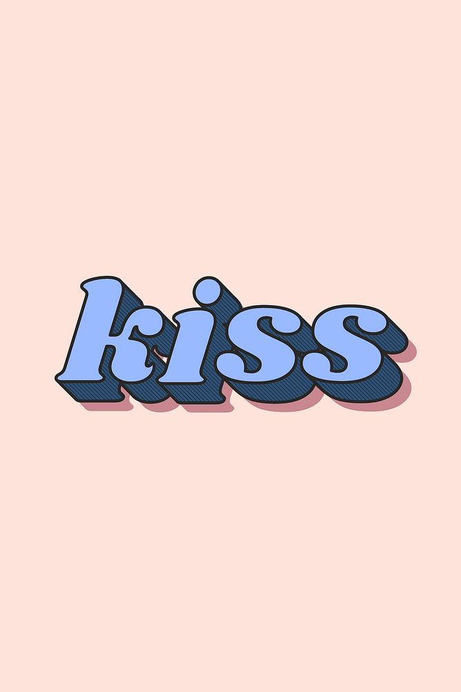 Retro kiss bold font typography 3d effect