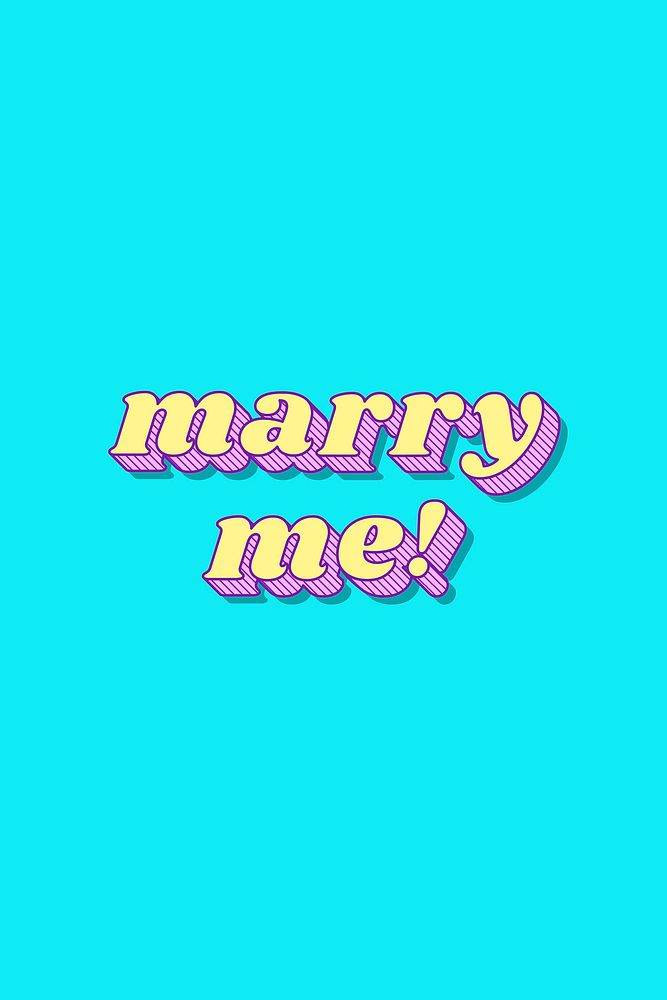 Marry me! funky bold calligraphy font illustration vector