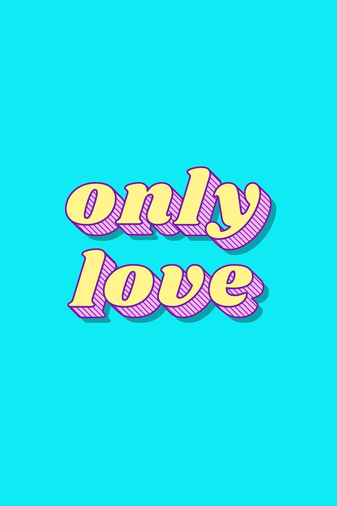 Only love word retro bold lettering typography font vector