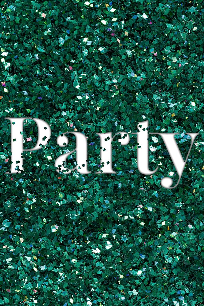 Party glittery typography green word