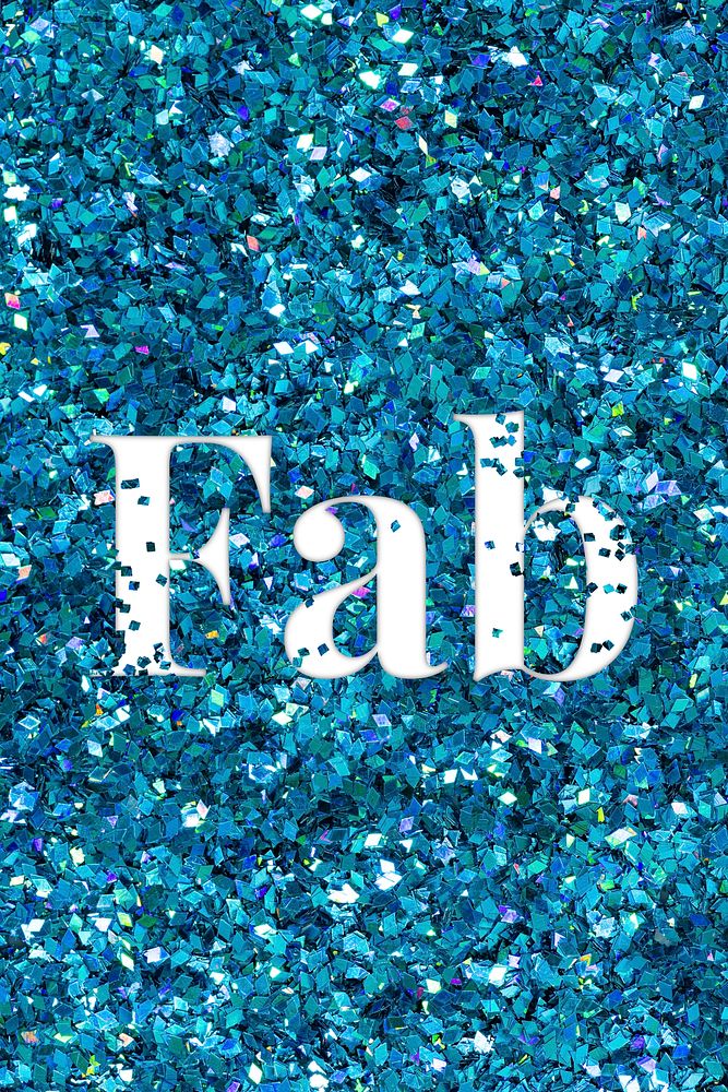Glittery fab word text typography