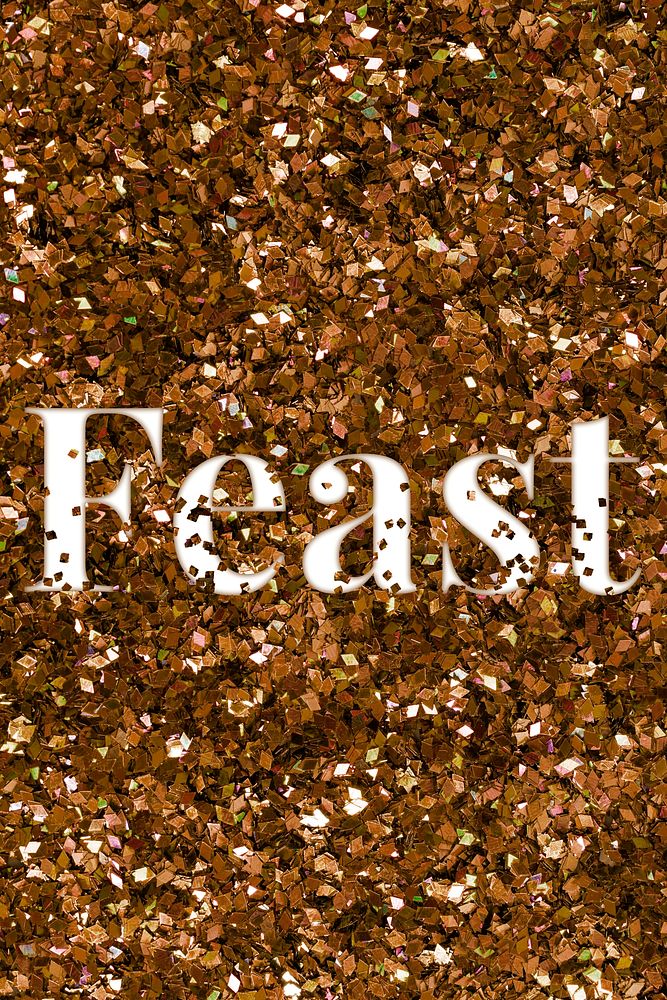 Glittery feast text typography word
