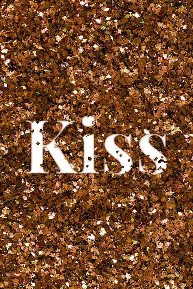 Glittery kiss typography word message