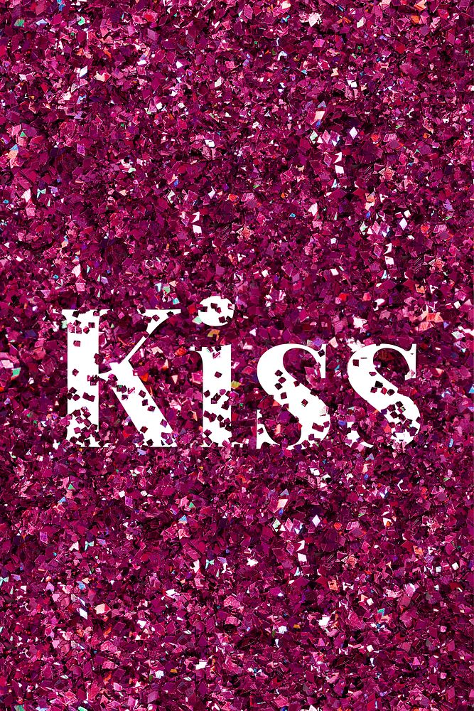 Vector kiss typography glitter font