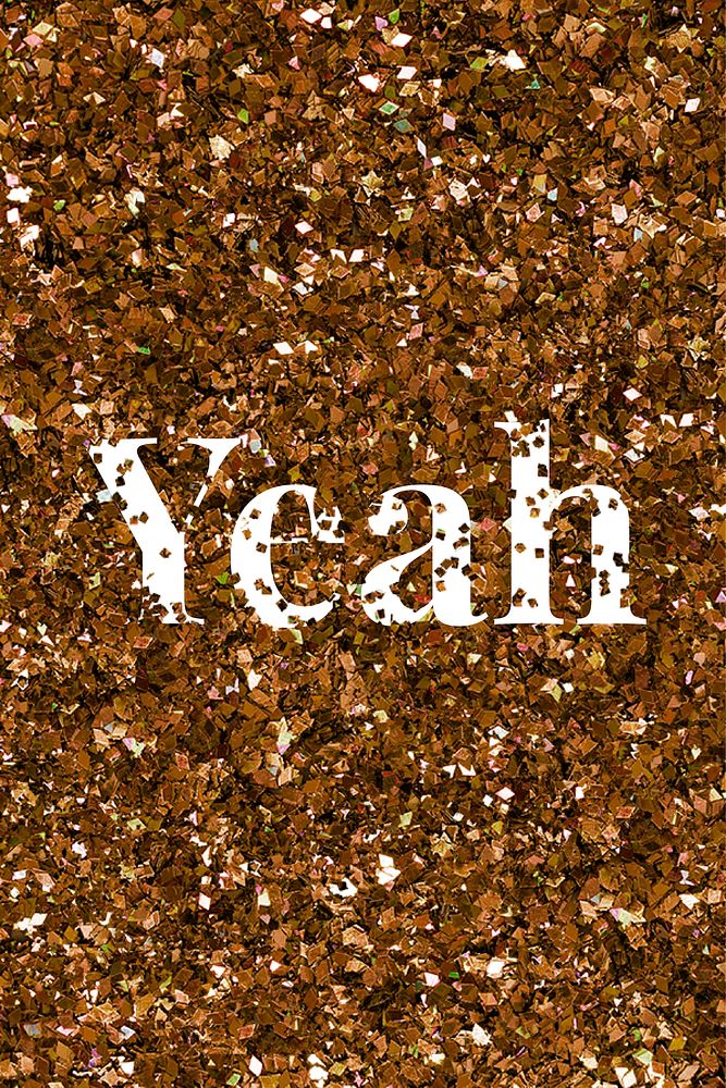 Yeah word text vector glitter typography