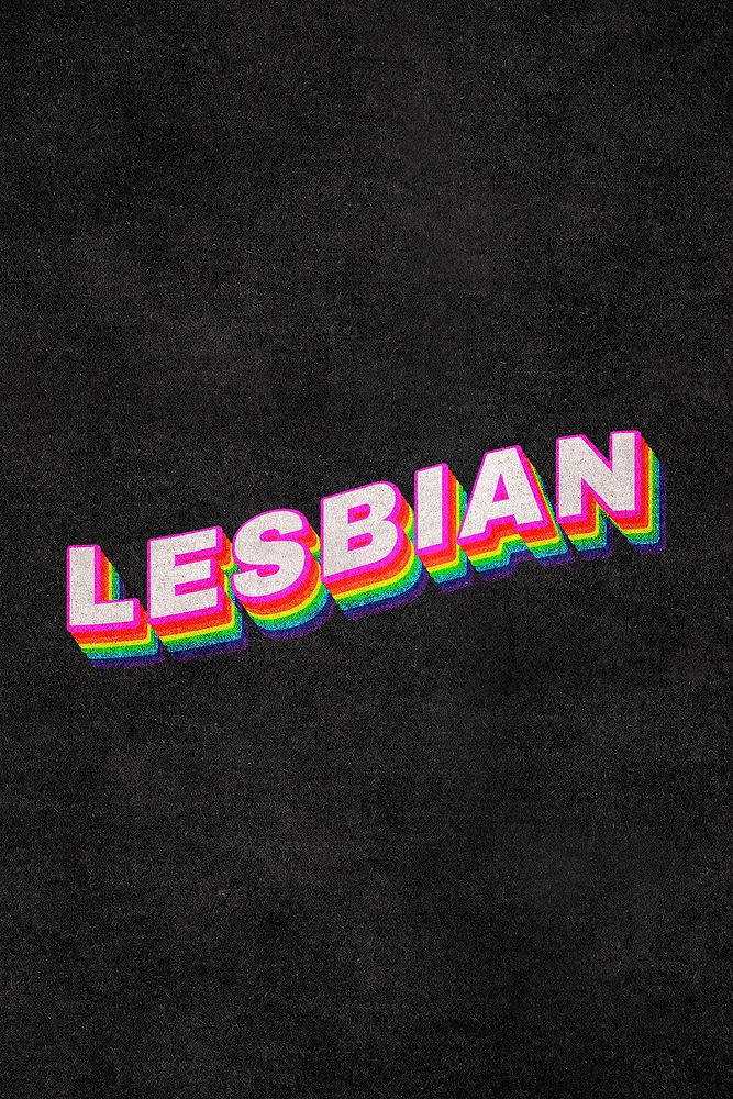 LESBIAN rainbow word typography on black background
