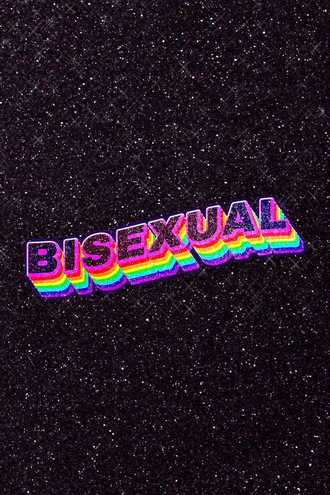 Bisexual rainbow 3D text typography 