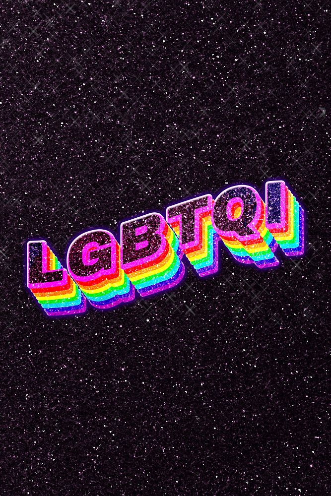 LGBTQI word rainbow glitch typography