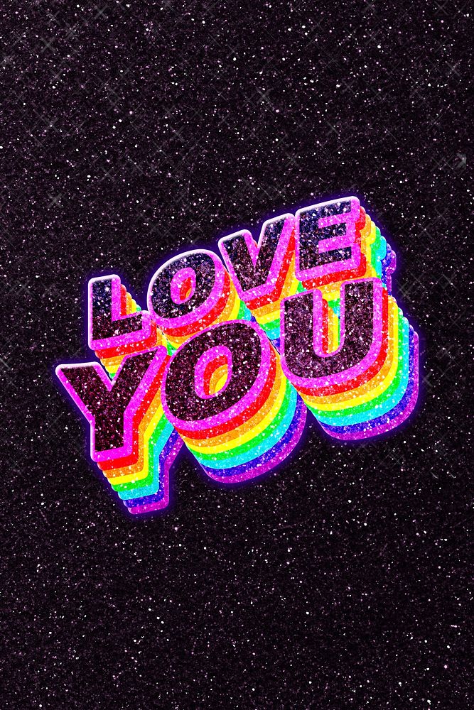 Love you 3d font typography