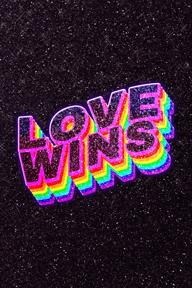 Love wins rainbow 3d lettering