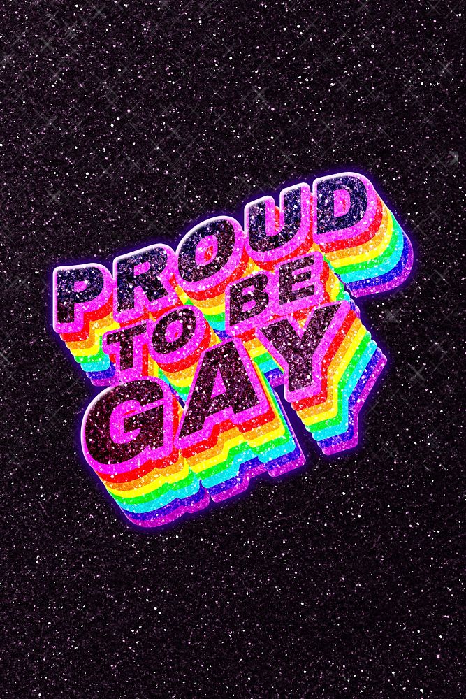 Proud to be gay word 3d rainbow 