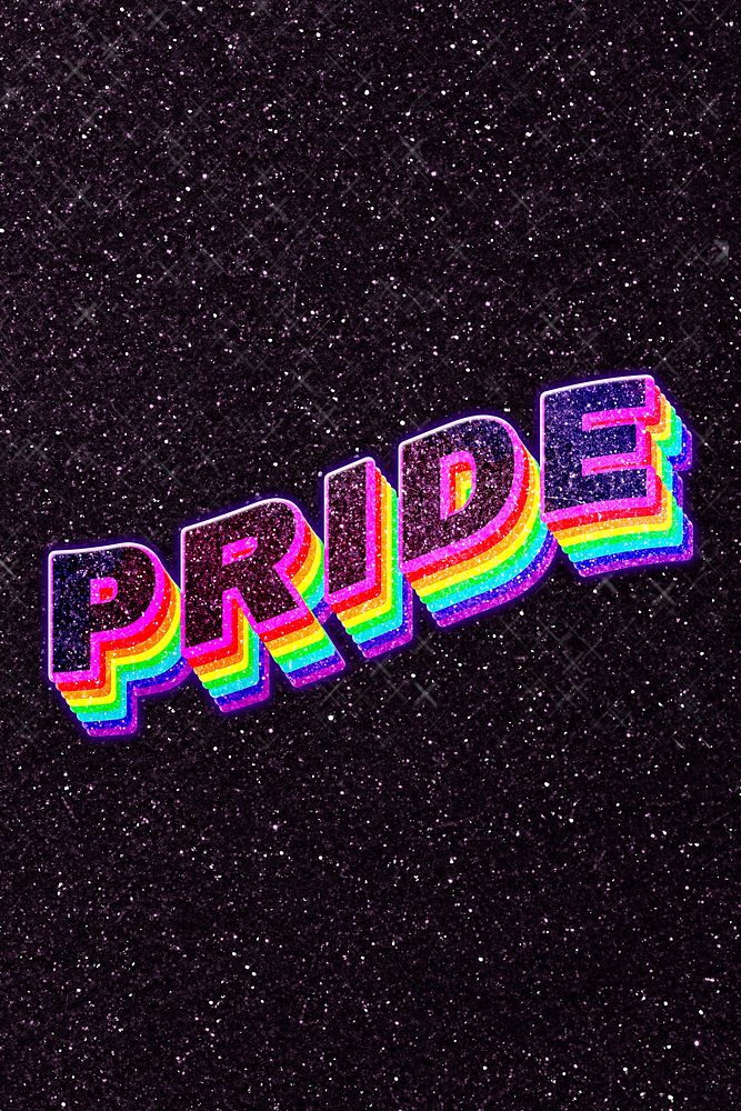 Pride text rainbow 3d typography