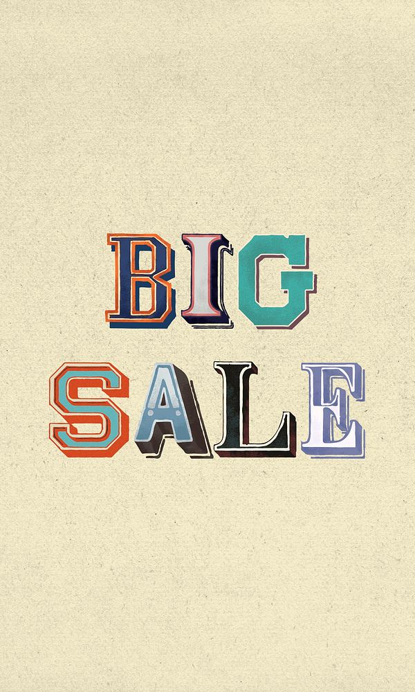 Word illustration big sale vintage