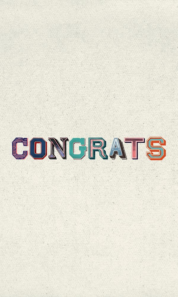 Congratulations word vintage 3d typography