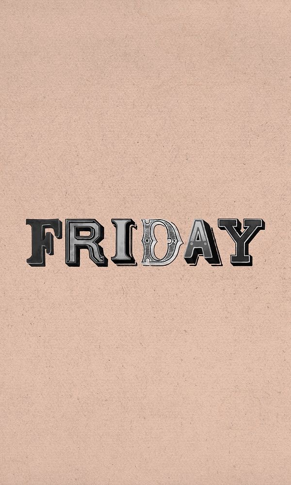 Friday word vintage 3d typography