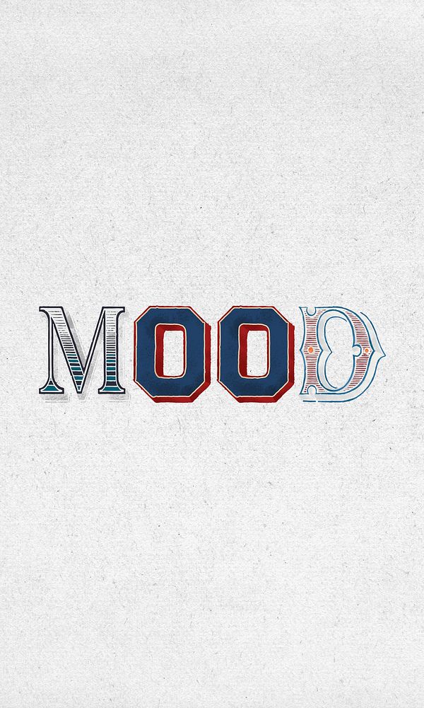 Mood word vintage 3d typography