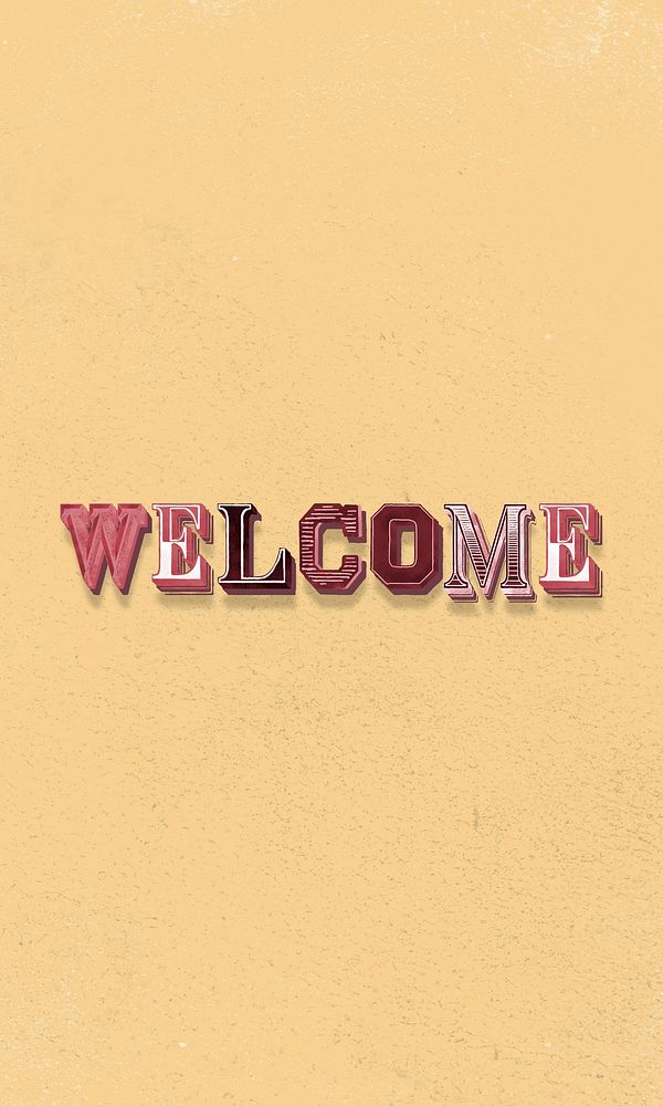 Welcome shadowed word vintage typography