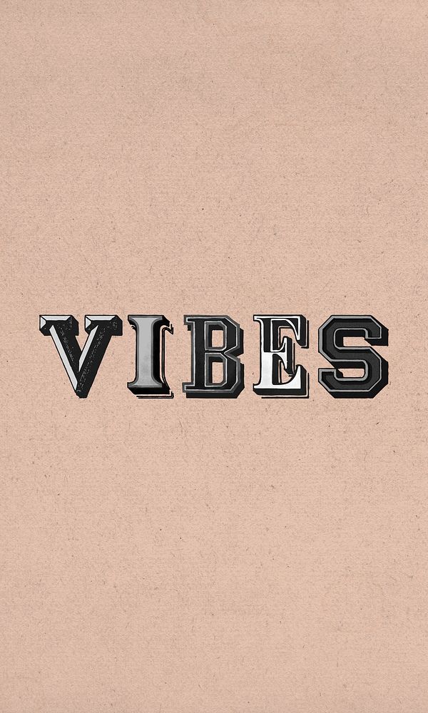Vibes word 3d vintage typography