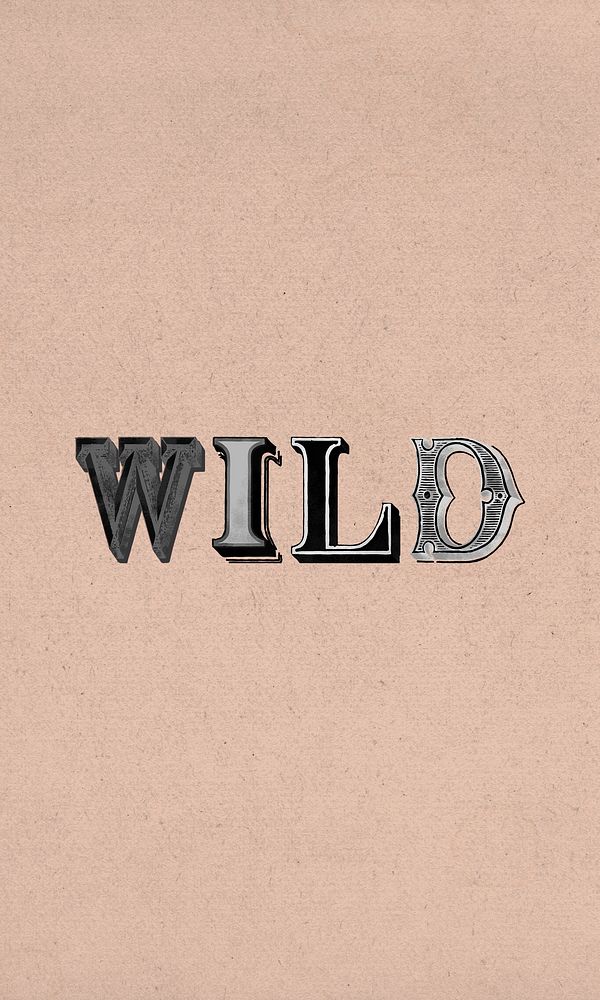 Retro text wild word design