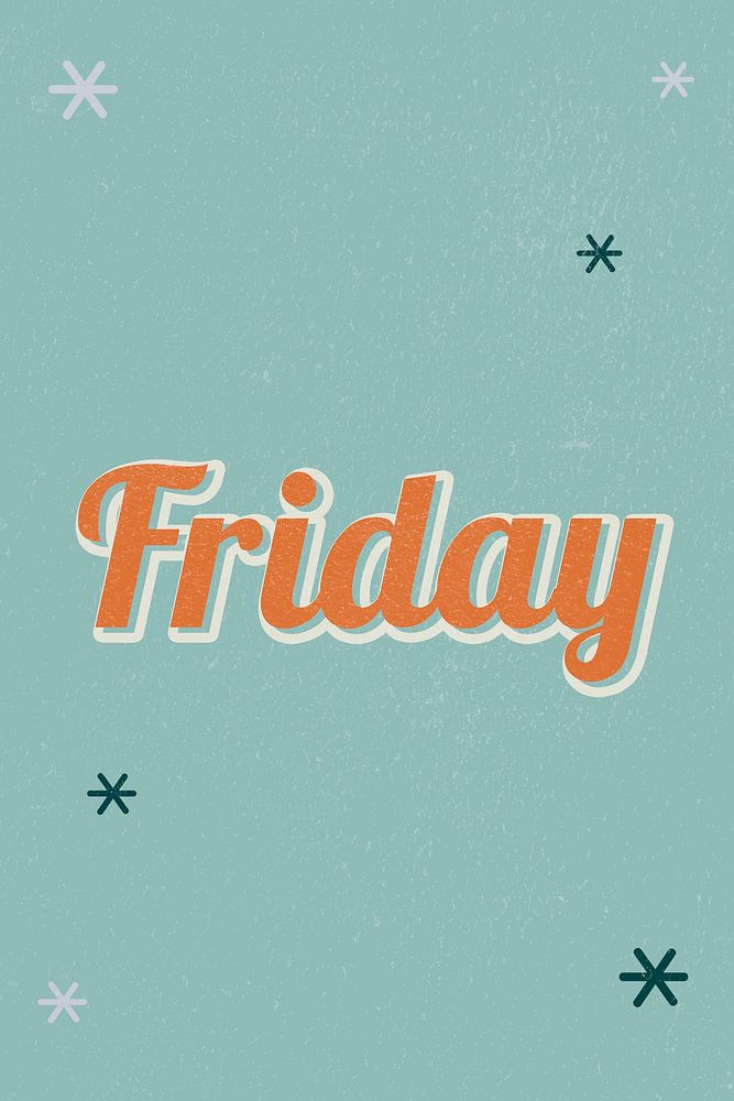 Friday retro word typography on a green background