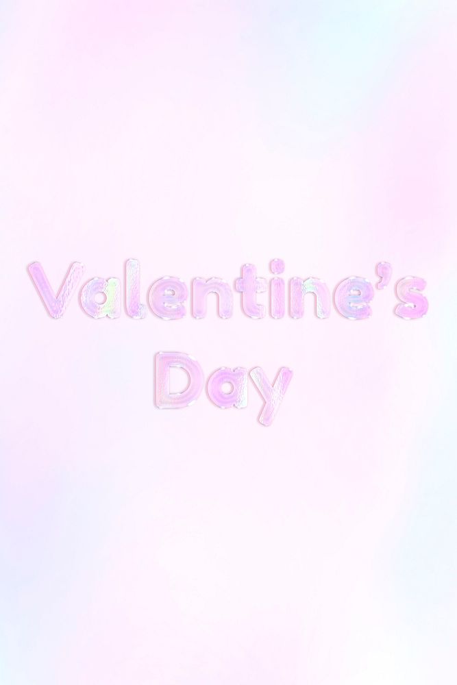 Valentine's day pink holographic text bold font typography