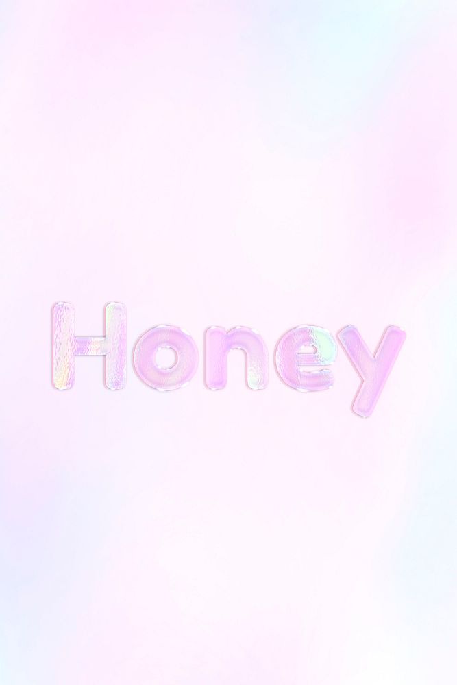 Honey lettering holographic word art pastel gradient typography