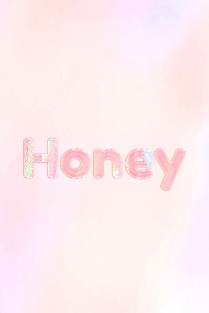 Shiny honey word orange gradient holographic pastel typography