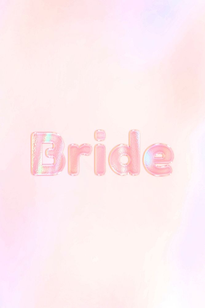 Bride text holographic pastel word art gradient typography