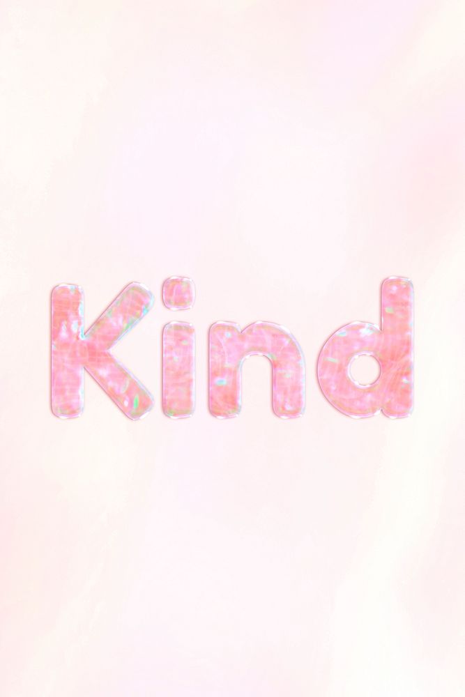 Kind word holographic effect pastel typography