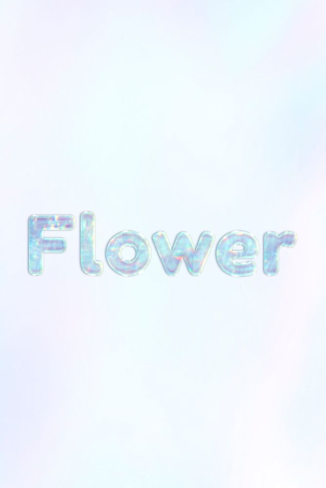 Flower pastel gradient blue shiny holographic lettering