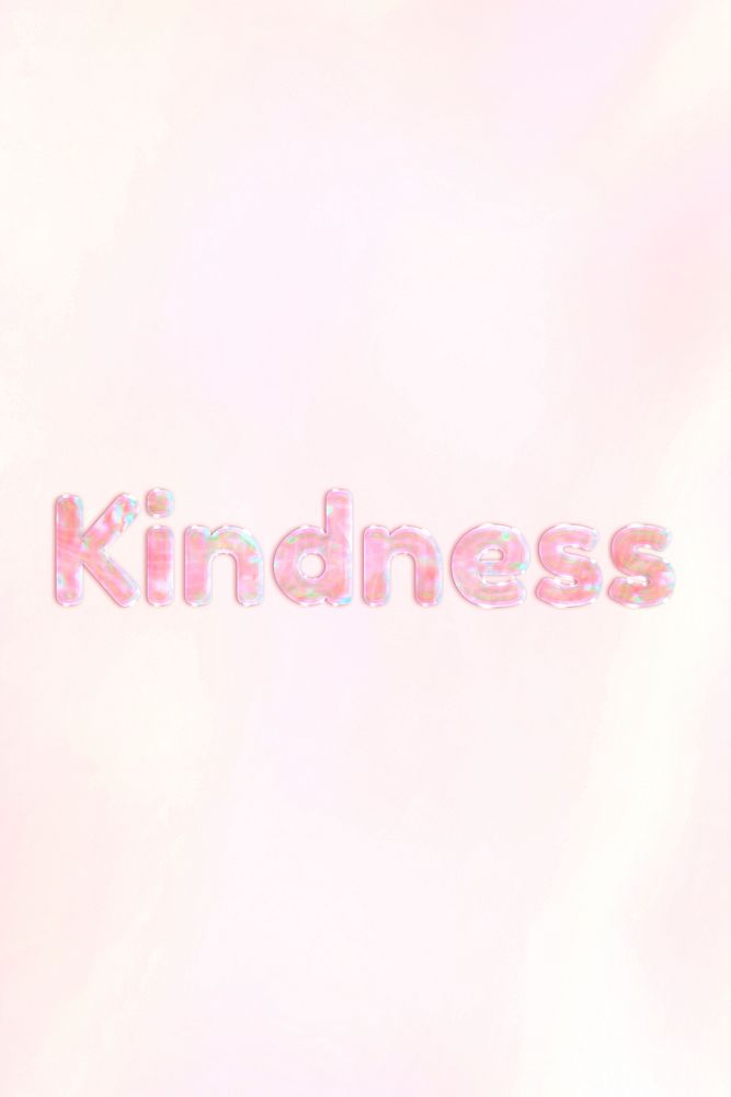 Kindness lettering shiny holographic pastel font