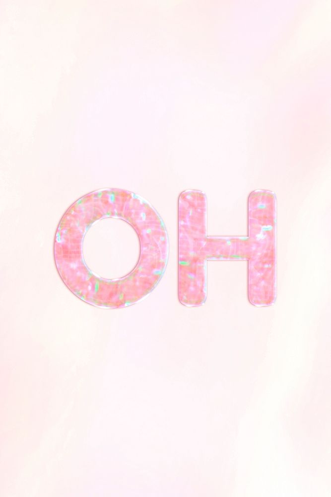 Oh word holographic effect pastel typography