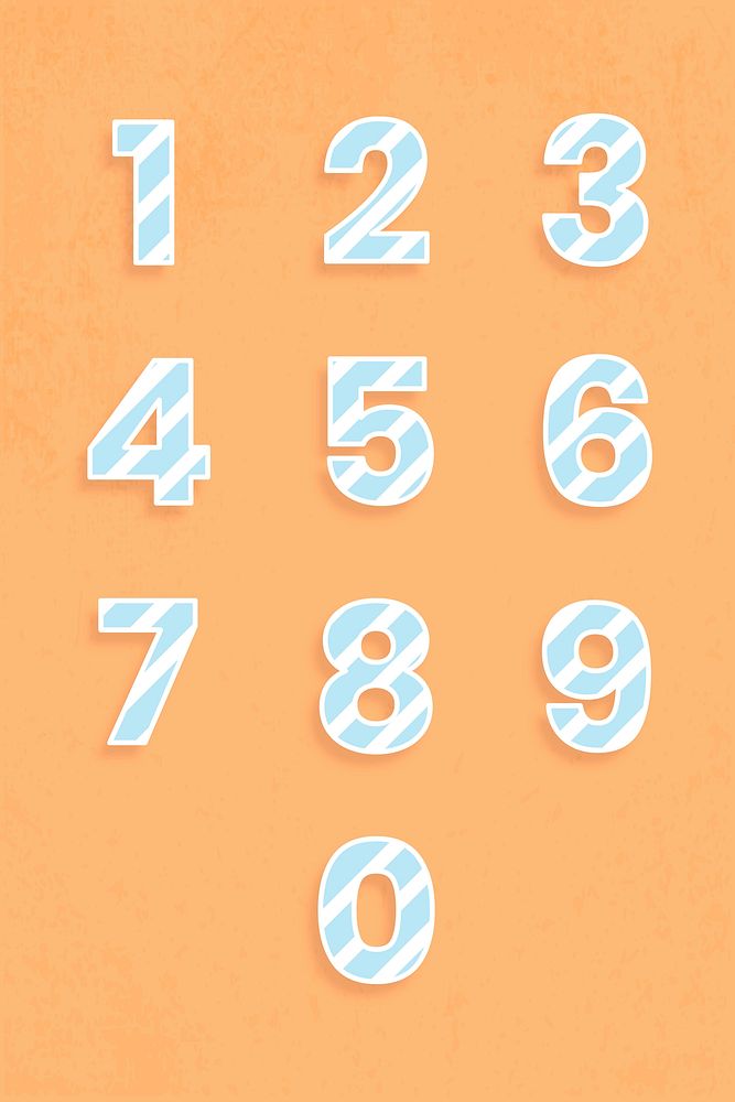 Number font set illustration vector stripe pattern