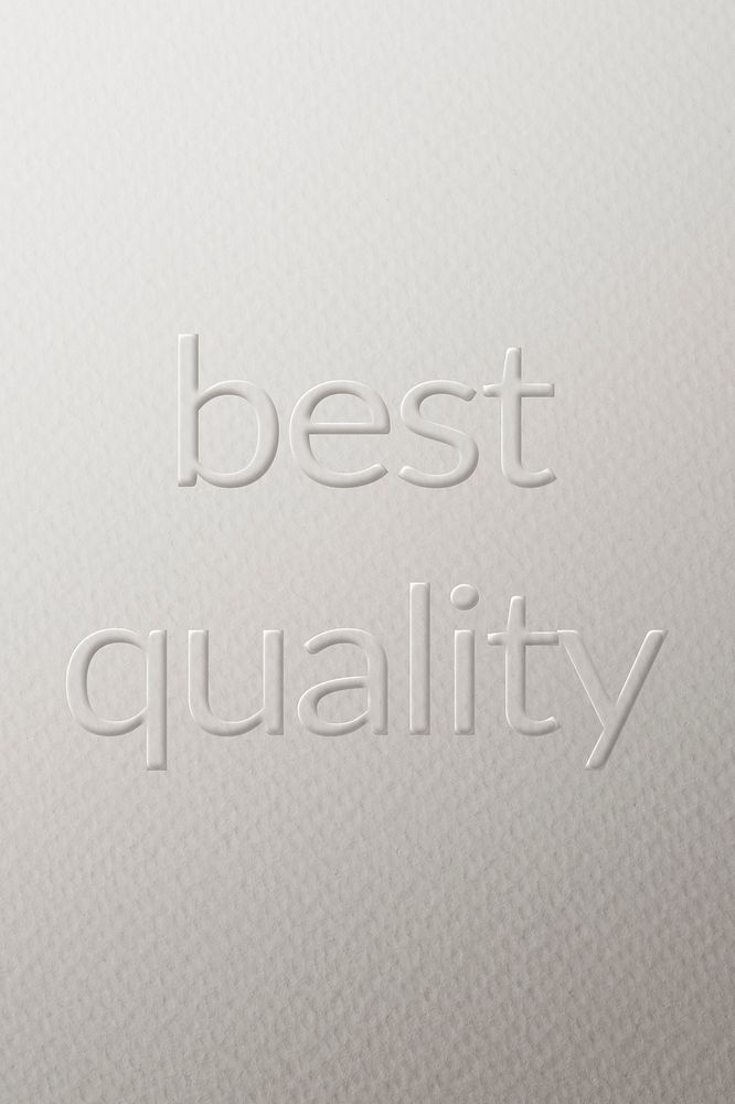 Best quality embossed text white paper background
